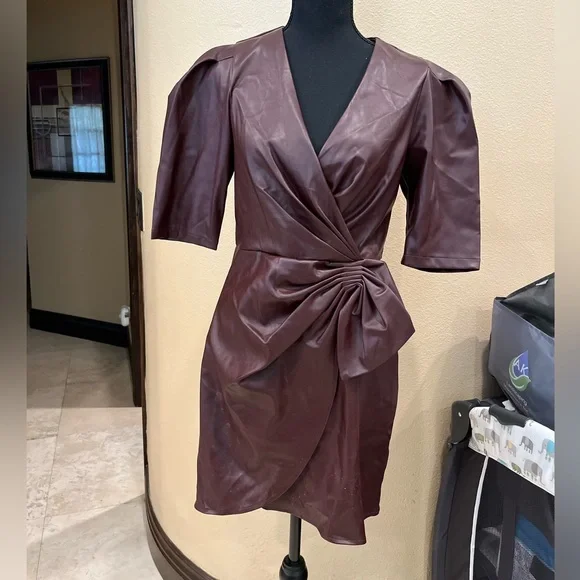 chinese dress ladies ONYX FAUX LEATHER DRESS – LARE Boutique main image 1